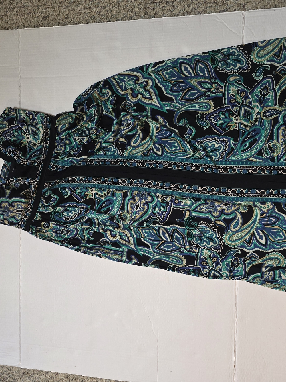 INC International Concepts Black, Teal and Green Paisley Maxi Skirt